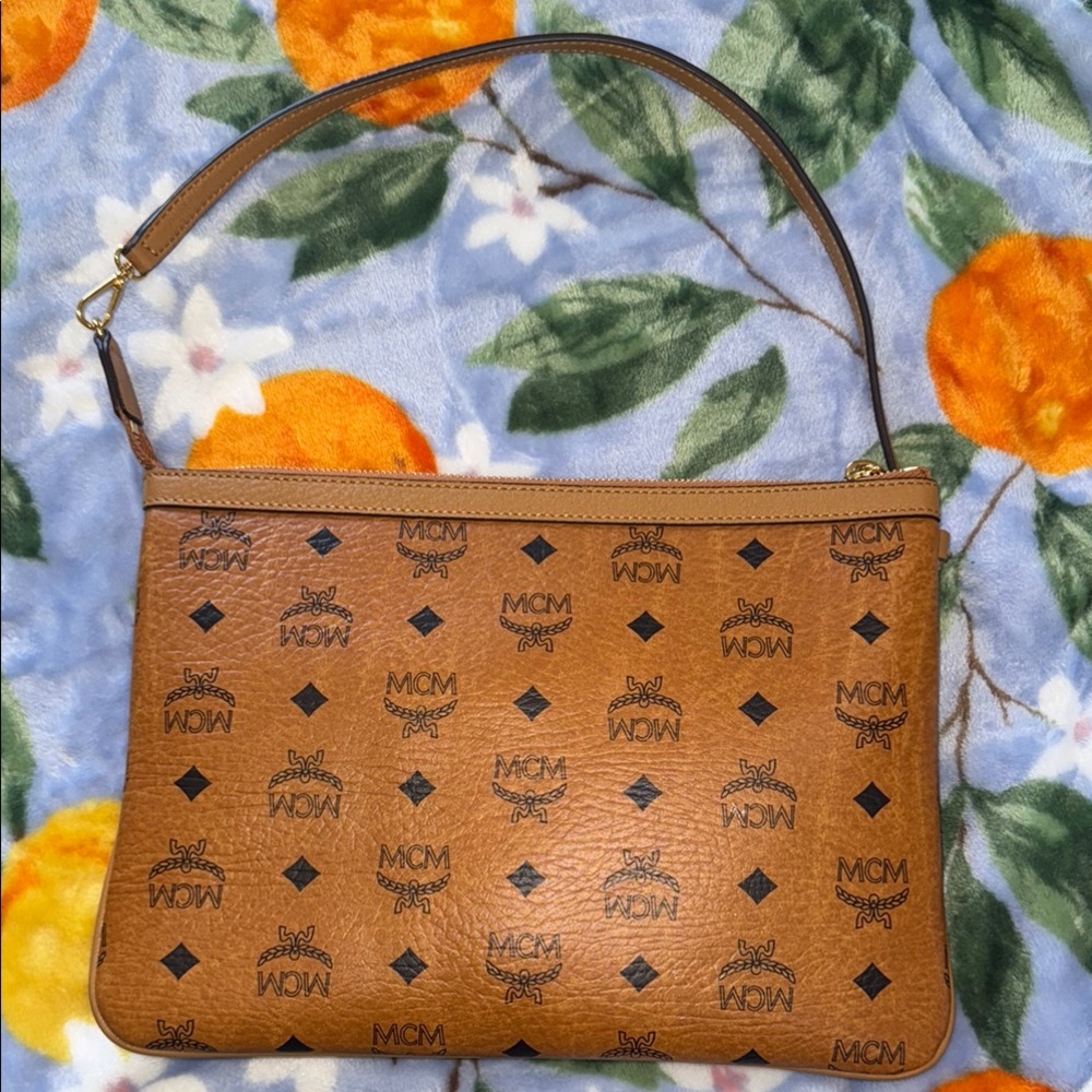 MCM Brown Monogram Women's Or Men’s Clutch/ Crossbody Bag! Excellent condition
